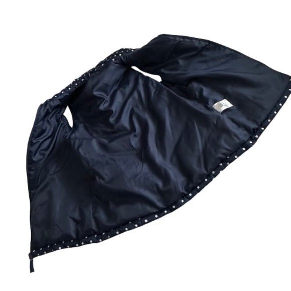 Lands' End Women' S Navy Dark Blue with White Polkadots Zip Up Down Puffer Vest - Picture 4 of 10